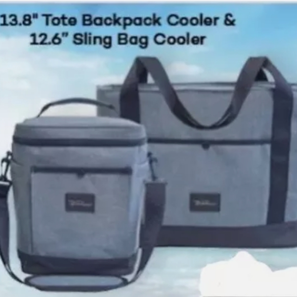 Grey Tote and Sling Bag Cooler Set